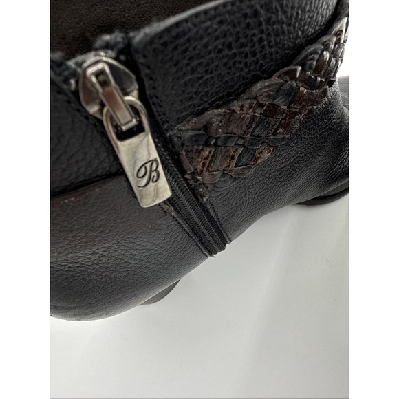 Brighton Rizzo Black Leather Ankle Boots W Braided Strap & Silver Buckle Sz 10 - Picture 6 of 7